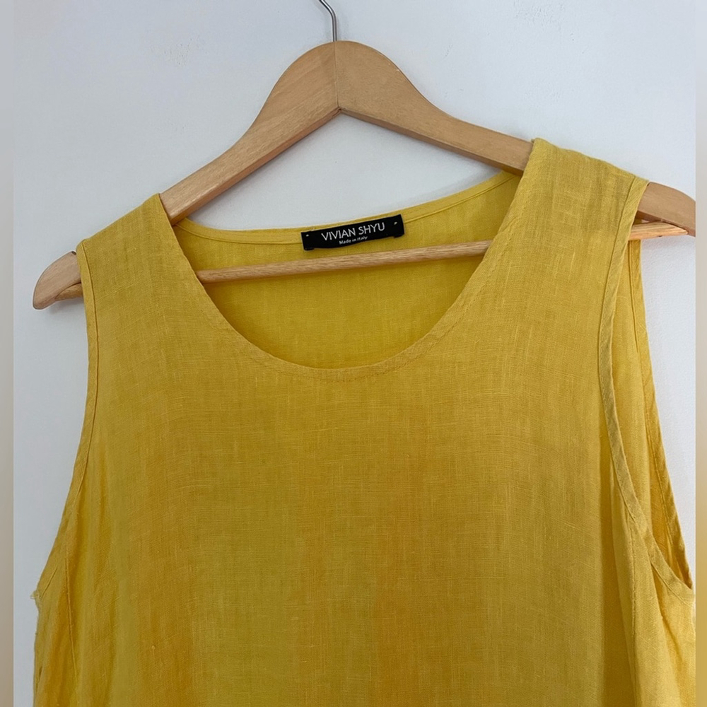 VIVIAN SHYU linen balloon dress. Yellow Sleeveless Dress - Picture 5 of 6
